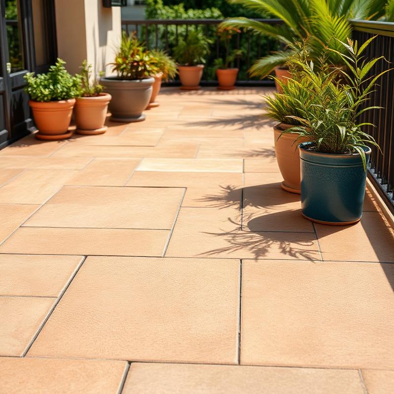 Completed outdoor patio tiled with Pakhuis Tiles products